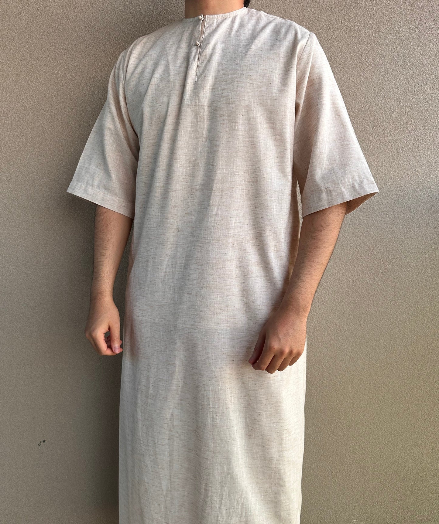 GANDOURA EMIRATI LINEN - Beige - Destock