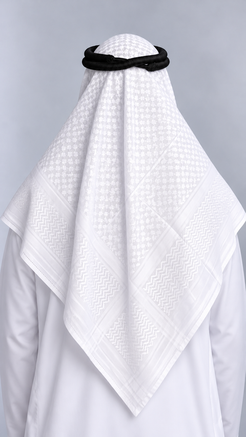 Shemagh Émirati (blanc à motif)