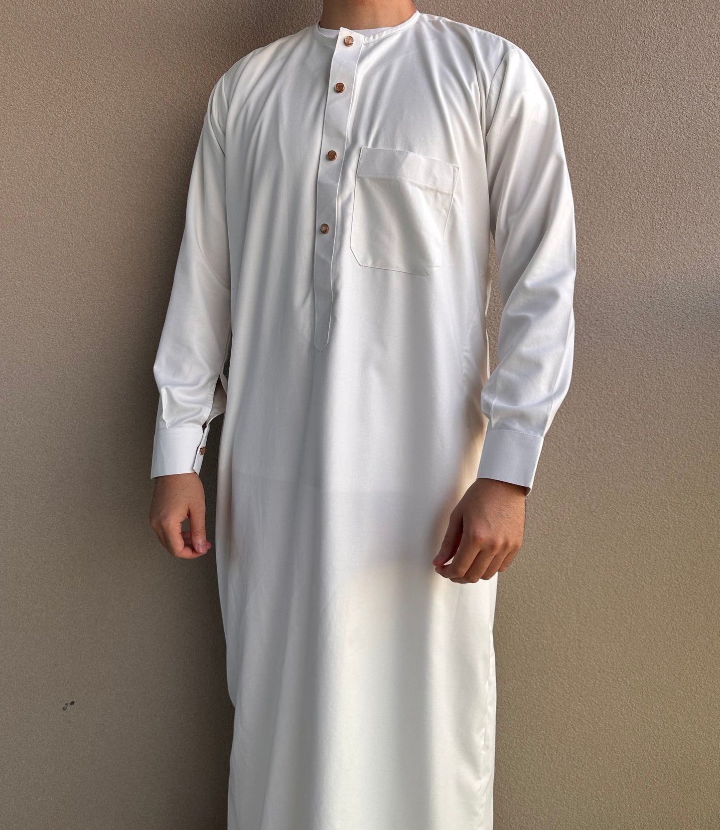 QAMIS SAOUDIEN MEDINE - Blanc cassé - boutons ronds  - Destock