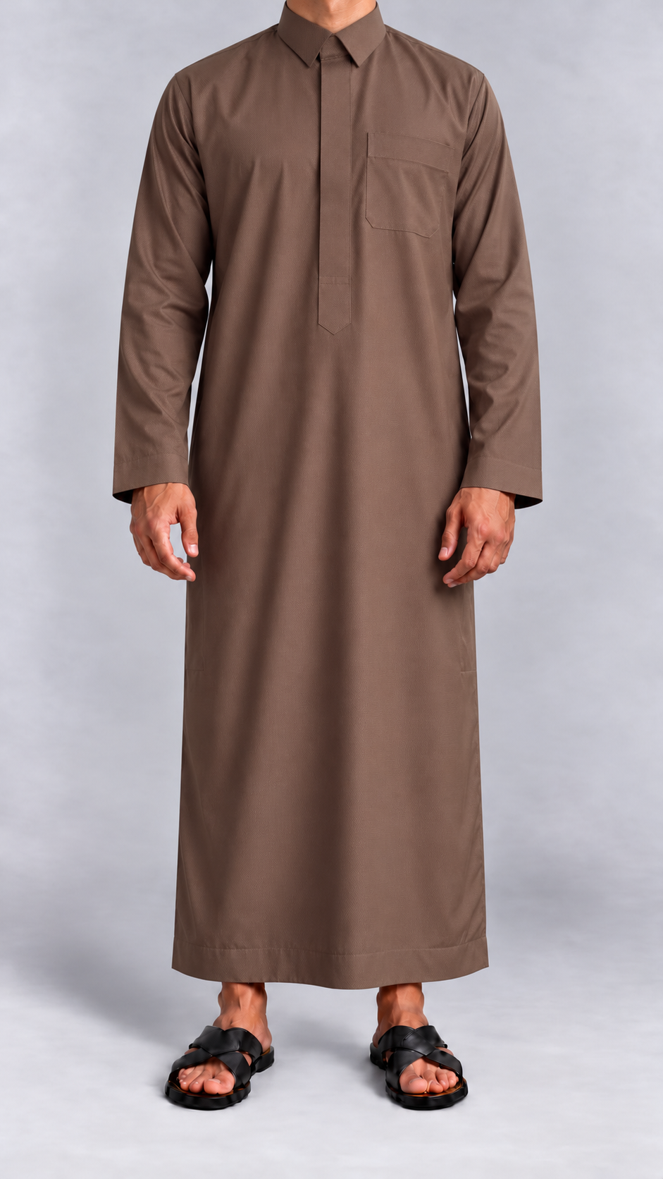 Qamis Prestige Damier marron, vue de face