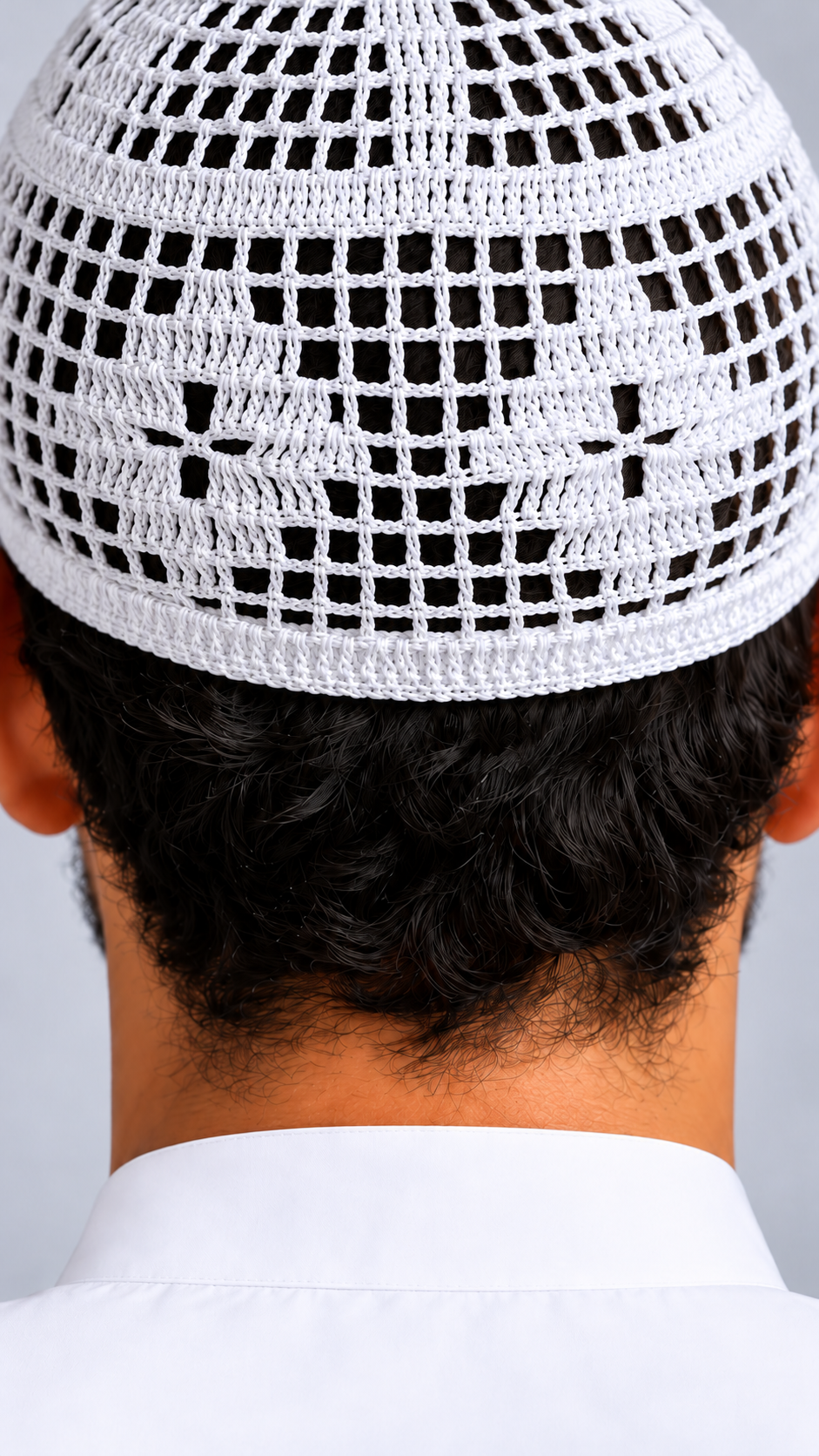 chechia premium blanc motif floral — Détail porté