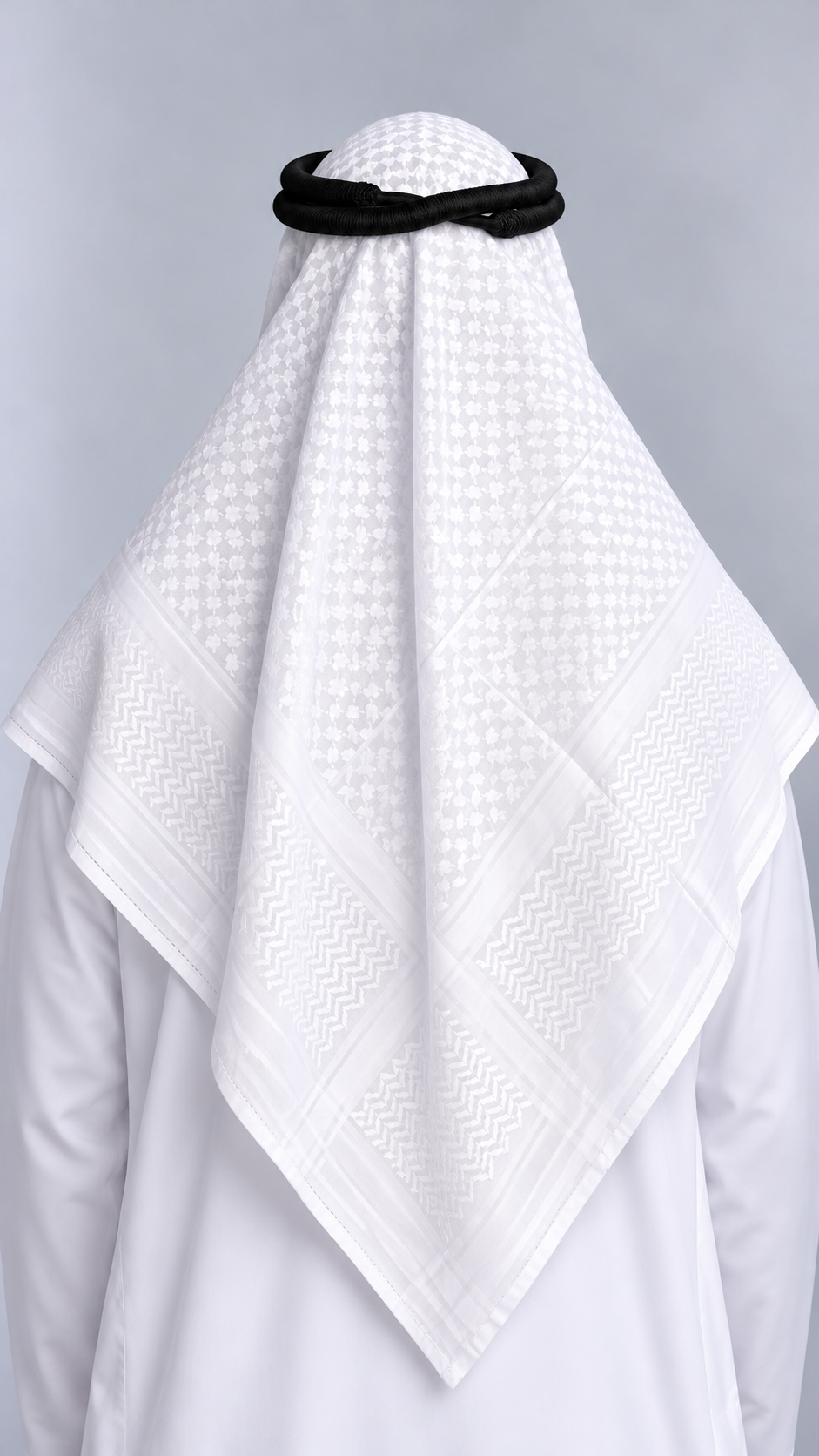 shemagh emirati blanc — Porté de dos
