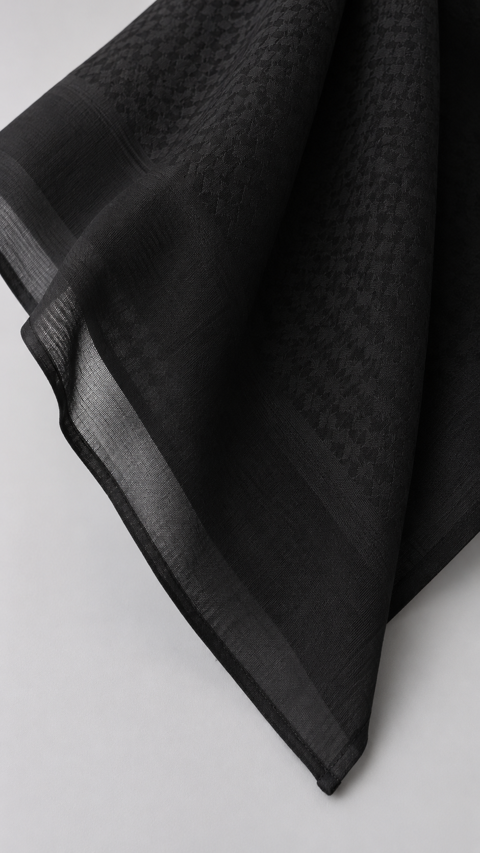 shemagh full black — Tissage et bordure