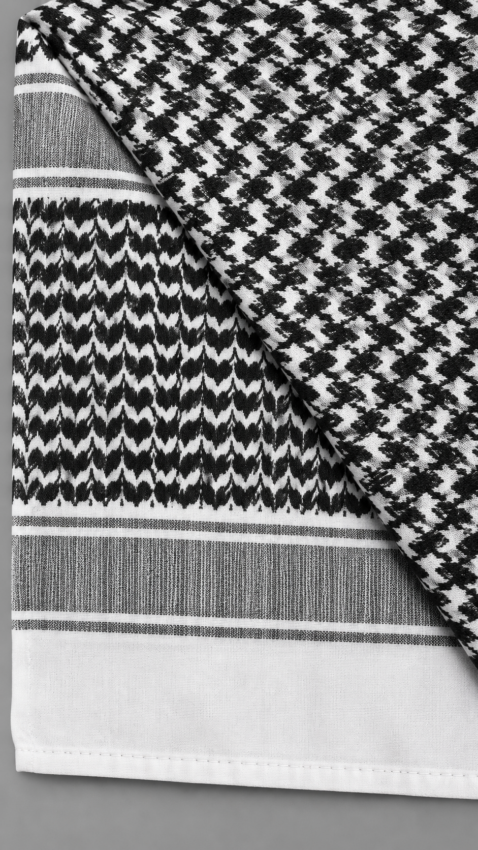 shemagh noir blanc — Tissage et bordure