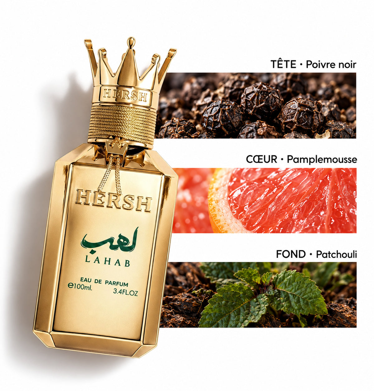 Hersh Lahab – Al Ezz Oud — Flacon entier et bandes de notes