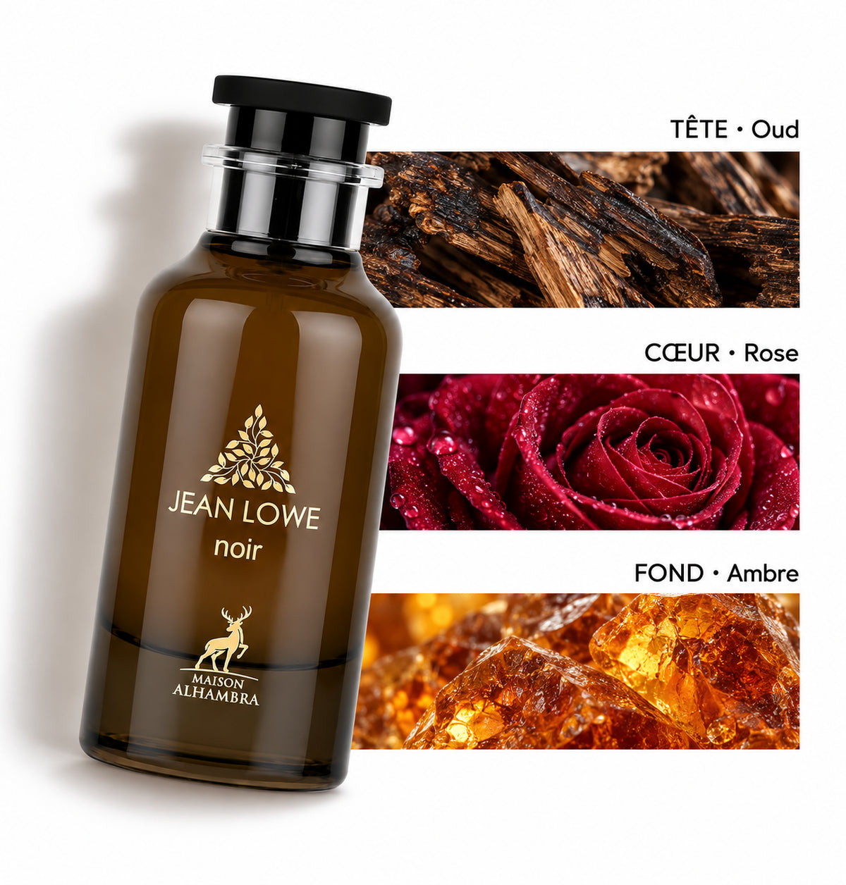 Jean Lowe Noir – Maison Alhambra — Flacon entier et bandes de notes