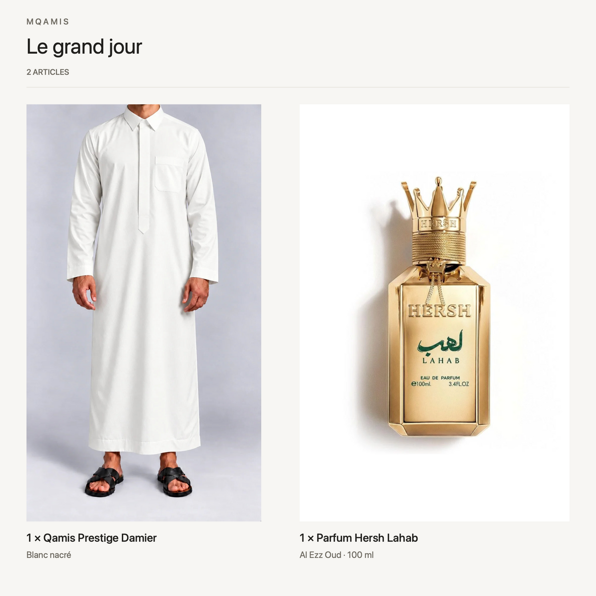 Le grand jour — composition complète du pack, articles et quantités
