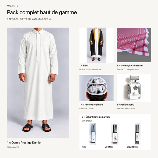 Pack complet haut de gamme — composition complète du pack, articles et quantités