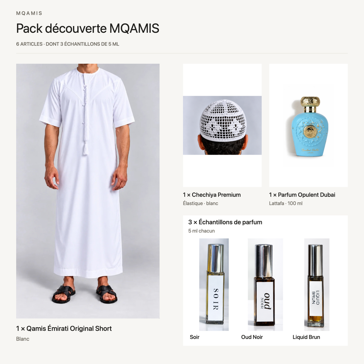 Pack découverte MQAMIS — composition complète du pack, articles et quantités