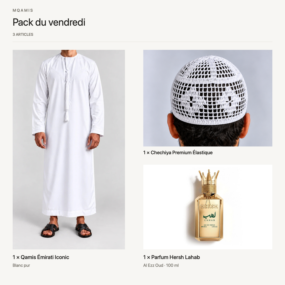 Pack du vendredi — composition complète du pack, articles et quantités