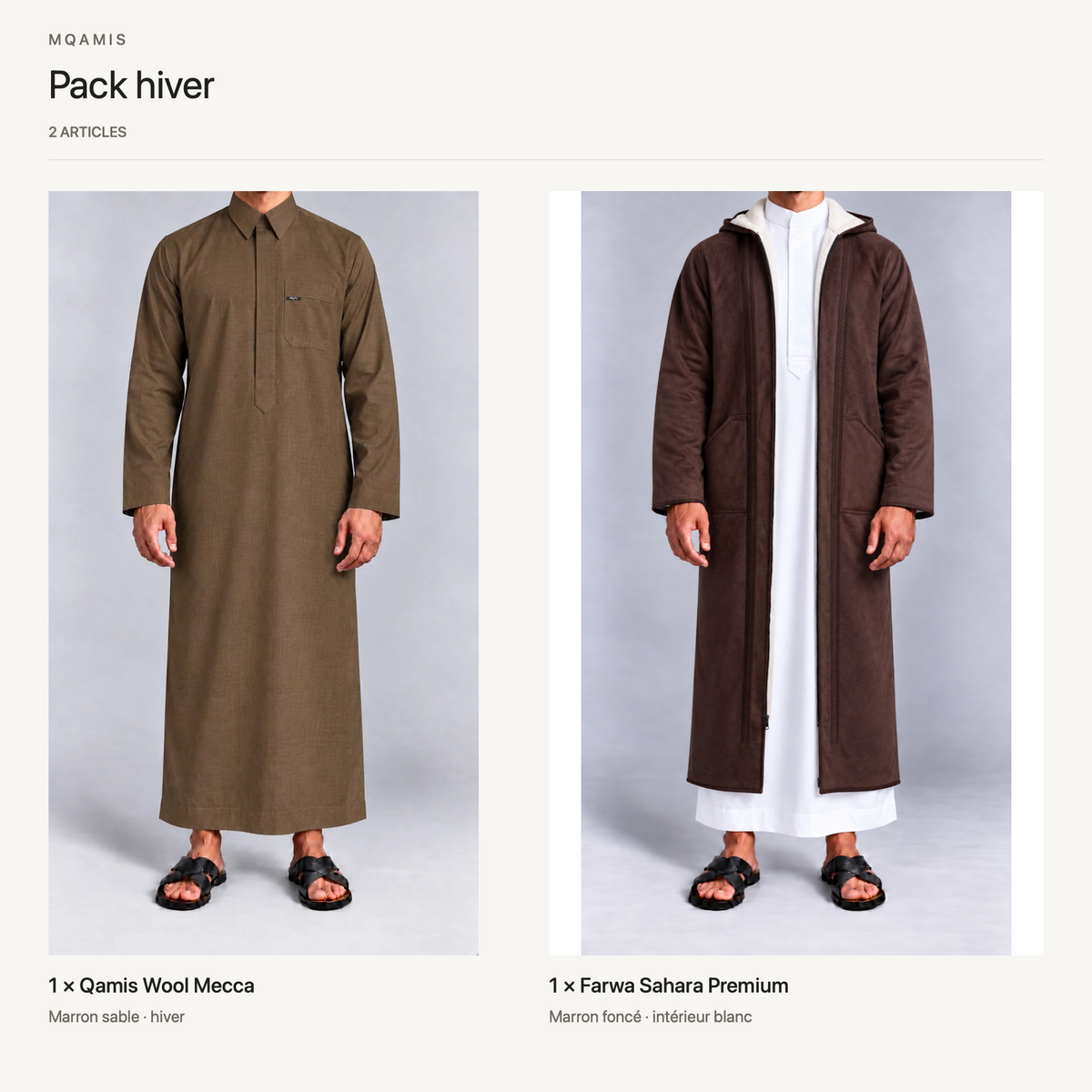 Pack hiver — composition complète du pack, articles et quantités