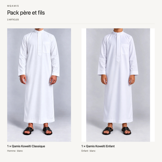 Pack père et fils — composition complète du pack, articles et quantités