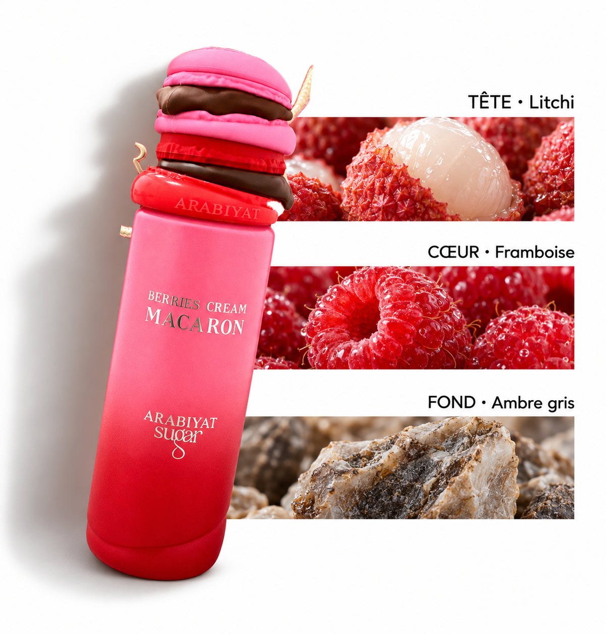 Berries Cream Macaron – Arabiyat Sugar — Flacon entier et bandes de notes