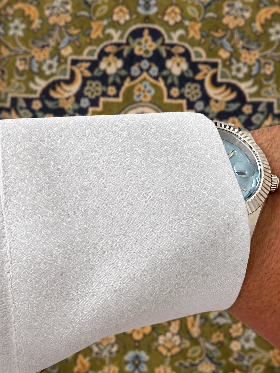 prestige damier blanc nacre poignet tapisserie