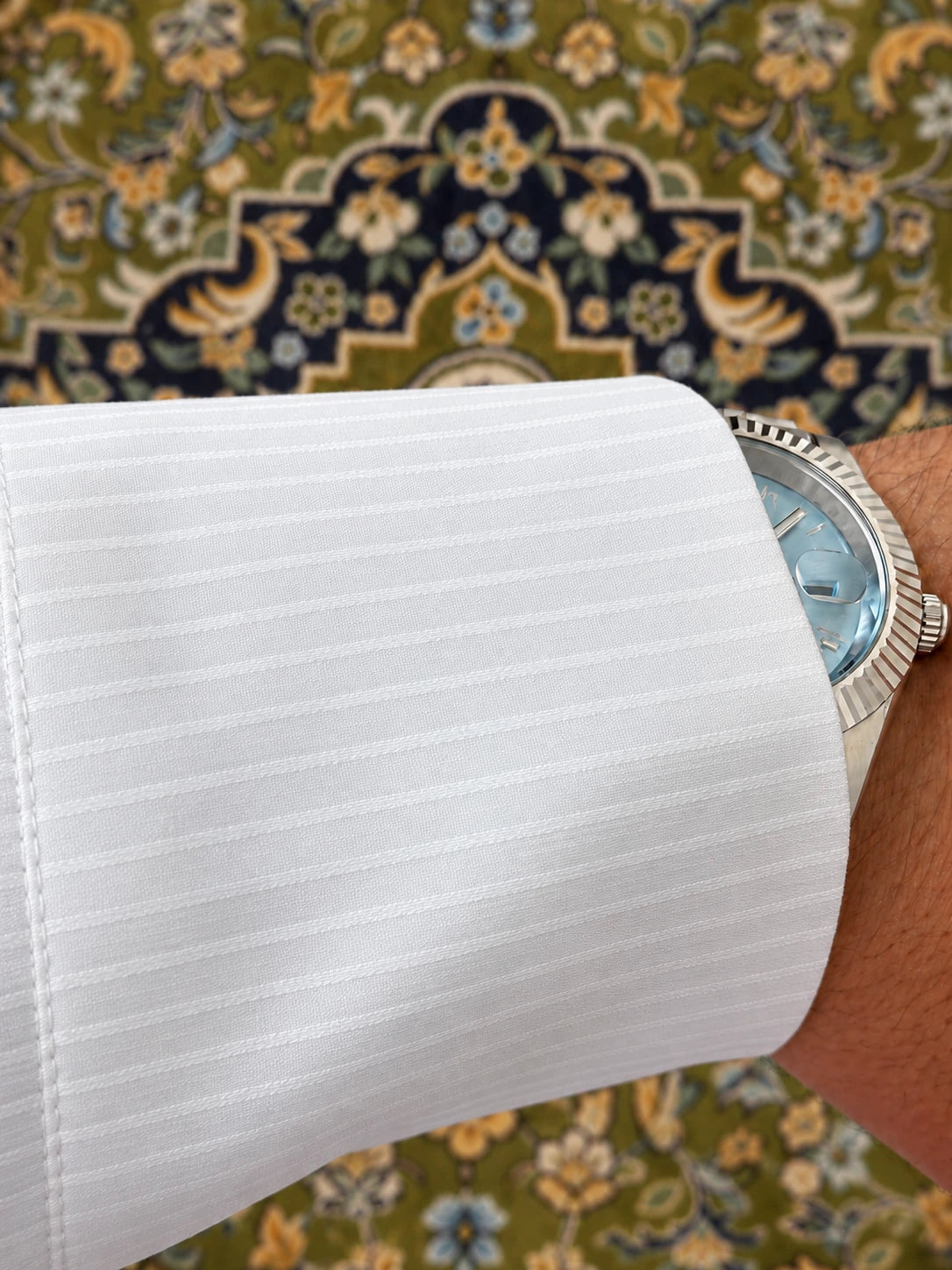 prestige signature blanc poignet tapisserie