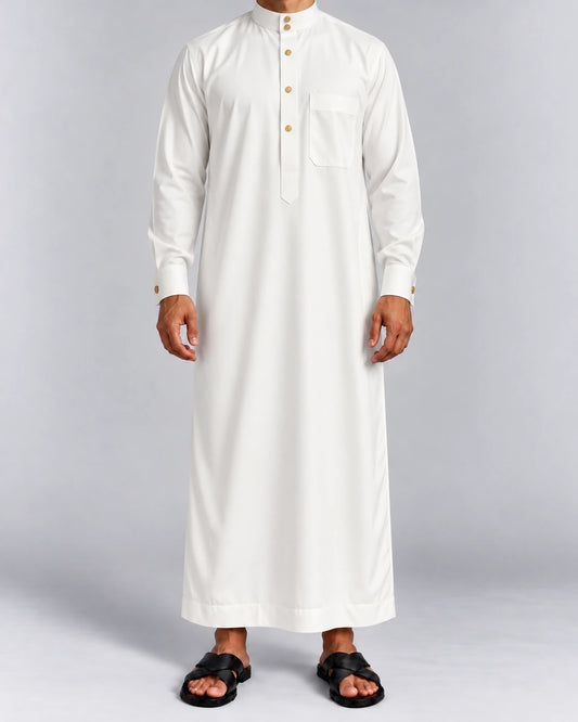 qamis saoudien royal blanc casse face