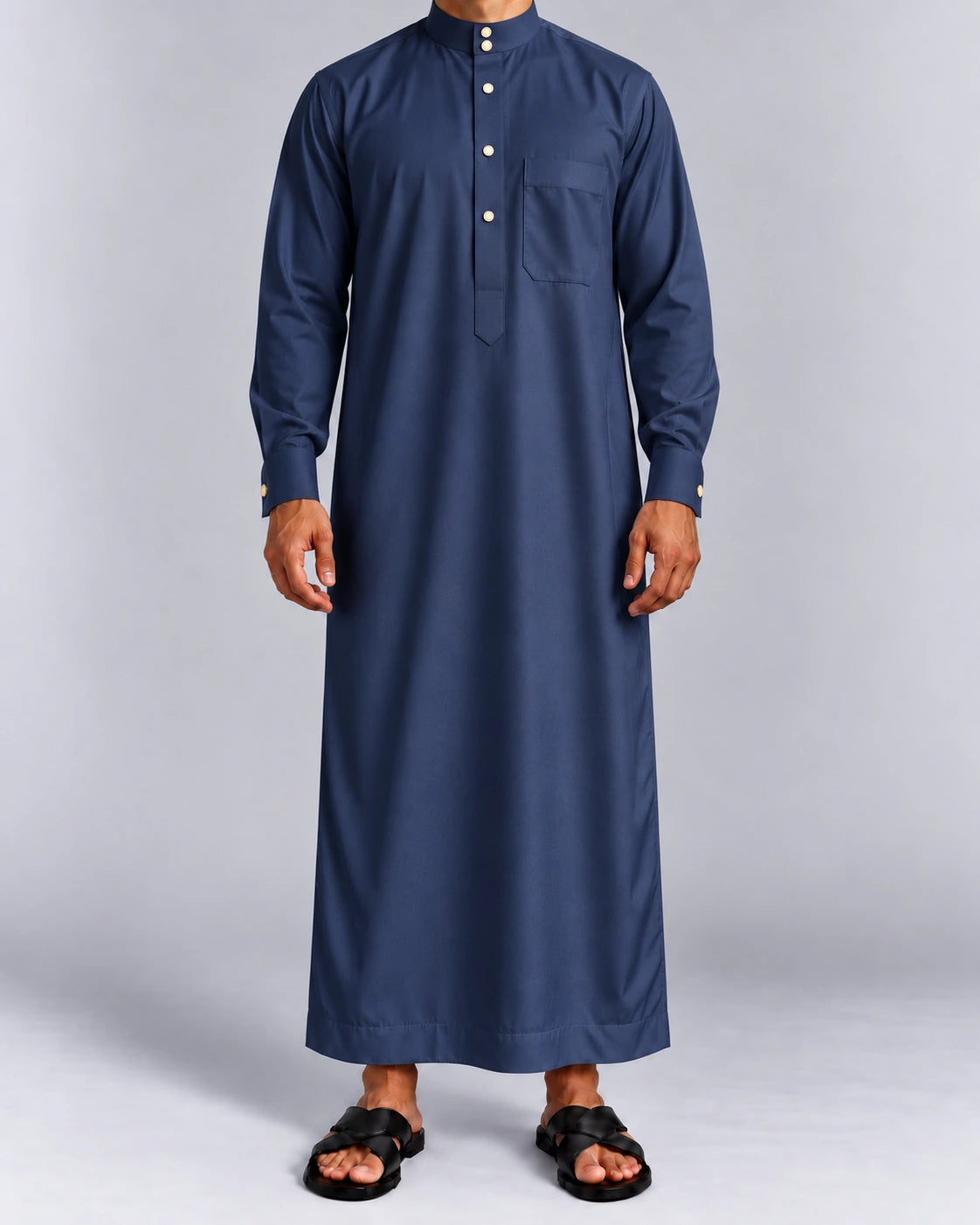 qamis saoudien royal bleu nuit face