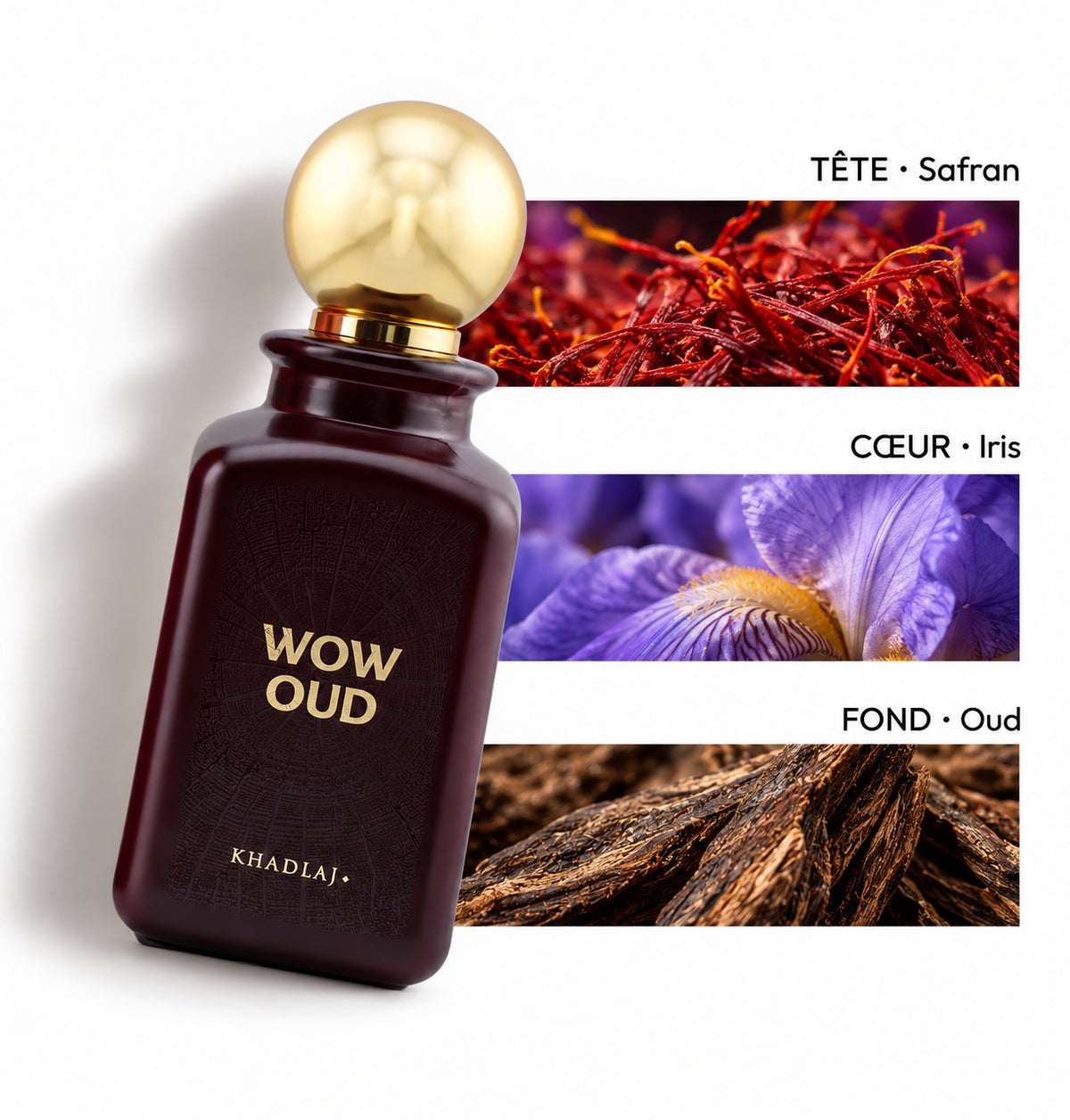 Wow Oud – Khadlaj — Flacon entier et bandes de notes