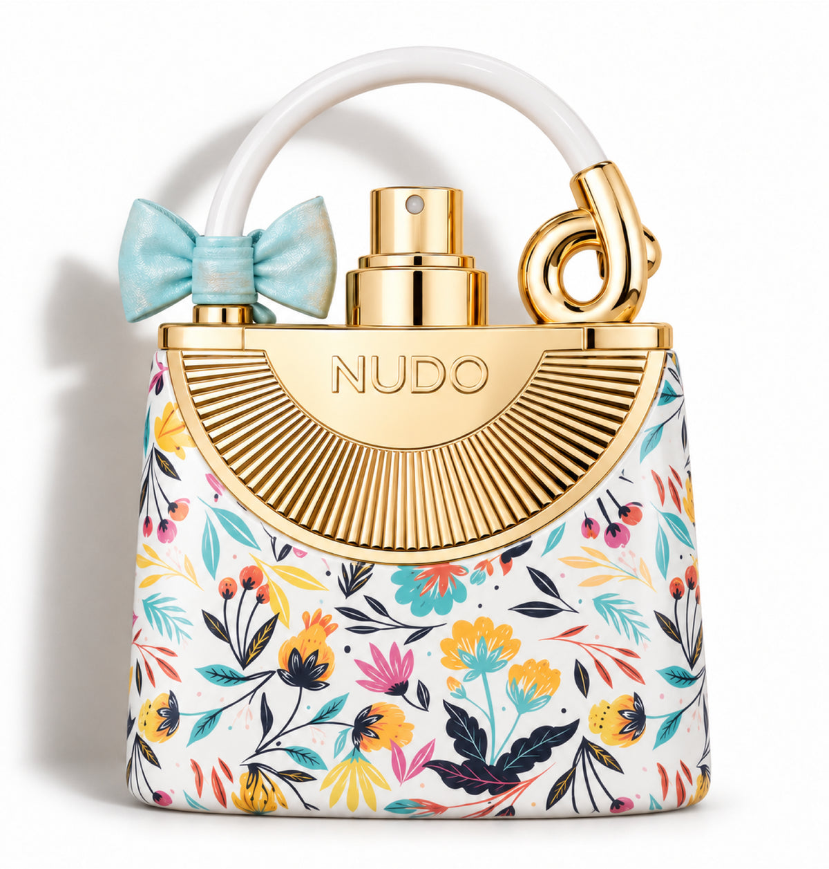 Nudo Exotic Flowers – Fragrance World – flacon sur fond blanc avec ombre douce