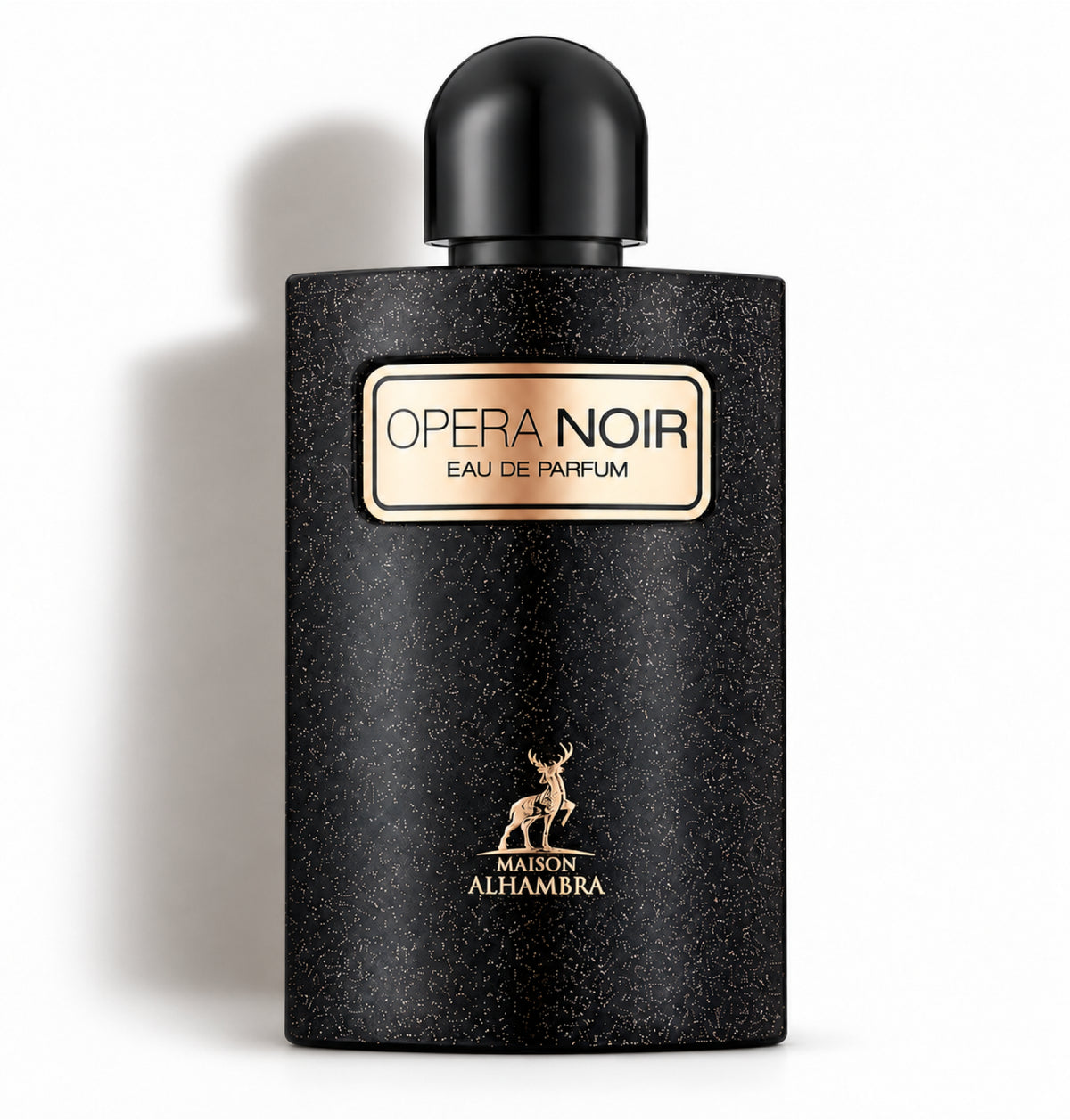Opera Noir – Maison Alhambra – flacon sur fond blanc avec ombre douce
