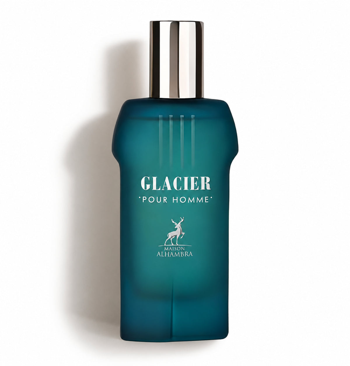 Glacier pour Homme – Maison Alhambra – flacon sur fond blanc avec ombre douce