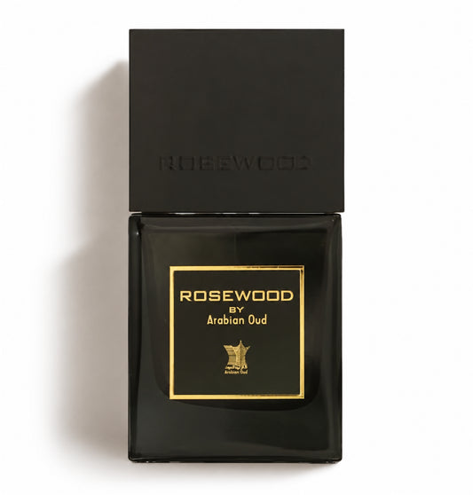 Rosewood – Arabian Oud (100 ml) – flacon sur fond blanc avec ombre douce
